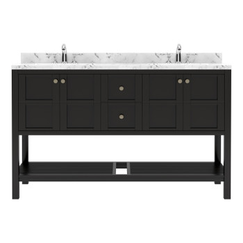 Virtu USA ED-30060-CMSQ-ES-NM Winterfell 60" Bath Vanity in Espresso with Cultured Marble Quartz Top and Sinks