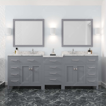 Virtu USA MD-2193-CMSQ-GR-NM Caroline Parkway 93" Bath Vanity in Gray with Cultured Marble Quartz Top