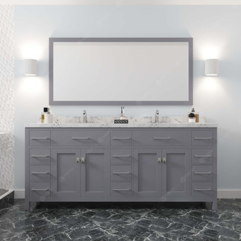 Virtu USA MD-2178-CMSQ-GR-NM Caroline Parkway 78" Bath Vanity in Gray with Cultured Marble Quartz Top