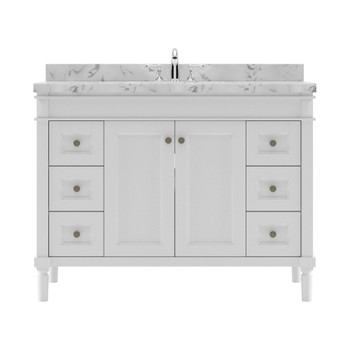 Virtu USA ES-40048-CMRO-WH-NM Tiffany 48" Single Bath Vanity in White with Cultured Marble Quartz Top and Sink