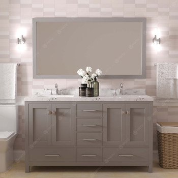 Virtu USA GD-50060-CMRO-CG Caroline Avenue 60" Bath Vanity in Gray with Cultured Marble Quartz Top