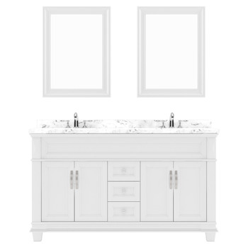 Virtu USA MD-2660-CMSQ-WH-001 Victoria 60" Bath Vanity in White with Cultured Marble Quartz Top and Sinks