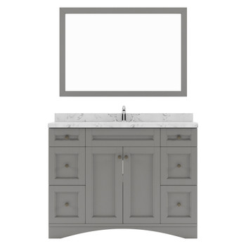 Virtu USA ES-32048-CMSQ-GR Elise 48" Single Bath Vanity in Gray with Cultured Marble Quartz Top and Sink