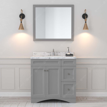 Virtu USA ES-32036-CMRO-GR-NM Elise 36" Single Bath Vanity in Gray with Cultured Marble Quartz Top and Sink