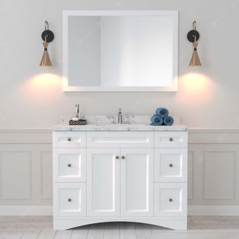 Virtu USA ES-32048-CMSQ-WH-002 Elise 48" Single Bath Vanity in White with Cultured Marble Quartz Top and Sink