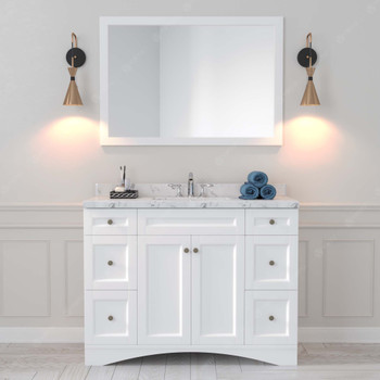 Virtu USA ES-32048-CMSQ-WH-NM Elise 48" Single Bath Vanity in White with Cultured Marble Quartz Top and Sink