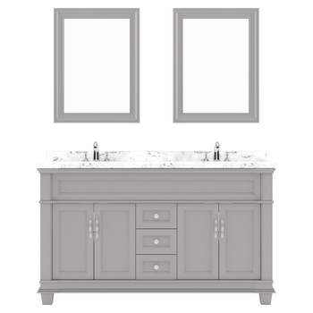 Virtu USA MD-2660-CMRO-GR-001 Victoria 60" Bath Vanity in Gray with Cultured Marble Quartz Top and Sinks