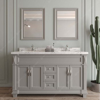 Virtu USA MD-2660-CMRO-GR-001 Victoria 60" Bath Vanity in Gray with Cultured Marble Quartz Top and Sinks