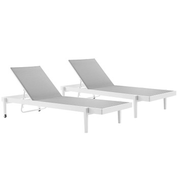 Modway Charleston Outdoor Patio Aluminum Chaise Lounge Chair Set of 2 EEI-4204-WHI-GRY