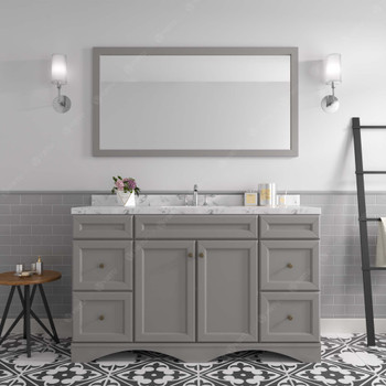 Virtu USA ES-25060-CMRO-GR-002 Talisa 60" Single Bath Vanity in Gray with Cultured Marble Quartz Top and Sink
