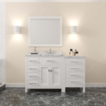 Virtu USA MS-2157L-CMRO-WH-NM Caroline Parkway 57" Bath Vanity in White with Cultured Marble Quartz Top