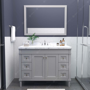Virtu USA ES-40048-CMRO-GR Tiffany 48" Single Bath Vanity in Gray with Cultured Marble Quartz Top and Sink