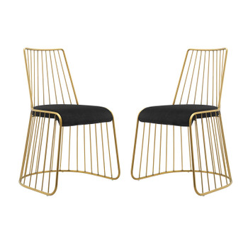 Modway Rivulet Gold Stainless Steel Performance Velvet Dining Chair Set of 2 EEI-4232-GLD-BLK Gold Black