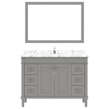 Virtu USA ES-40048-CMSQ-GR Tiffany 48" Single Bath Vanity in Gray with Cultured Marble Quartz Top and Sink