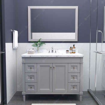 Virtu USA ES-40048-CMSQ-GR Tiffany 48" Single Bath Vanity in Gray with Cultured Marble Quartz Top and Sink