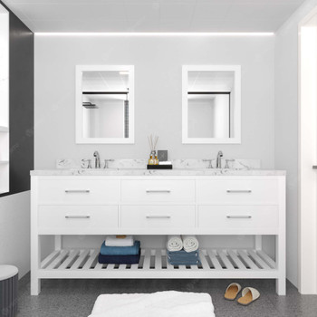 Virtu USA MD-2272-CMRO-WH-002 Caroline Estate 72" Bath Vanity in White with Cultured Marble Quartz Top