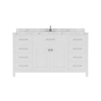 Virtu USA MS-2060-CMSQ-WH-NM Caroline 60" Bath Vanity in White with Cultured Marble Quartz Top and Sink