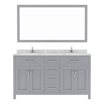 Virtu USA MD-2060-CMSQ-GR Caroline 60" Bath Vanity in Gray with Cultured Marble Quartz Top and Sinks