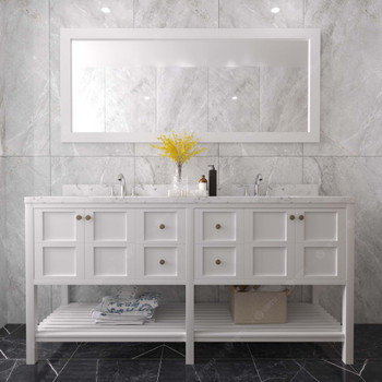 Virtu USA ED-30072-CMRO-WH Winterfell 72" Bath Vanity in White with Cultured Marble Quartz Top and Sinks