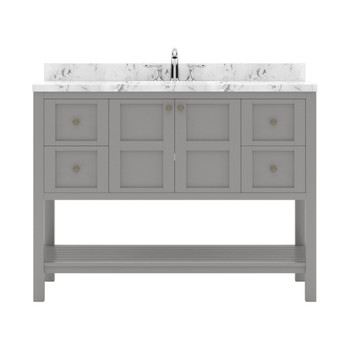 Virtu USA ES-30048-CMSQ-GR-NM Winterfell 48" Bath Vanity in Gray with Cultured Marble Quartz Top and Sink