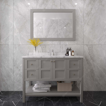 Virtu USA ES-30048-CMSQ-GR-NM Winterfell 48" Bath Vanity in Gray with Cultured Marble Quartz Top and Sink