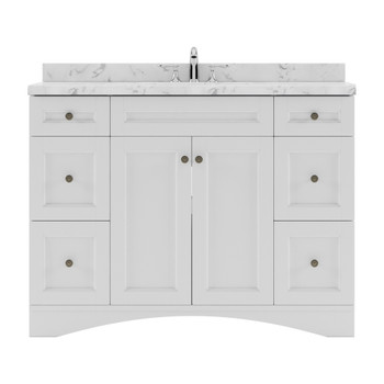 Virtu USA ES-32048-CMRO-WH-NM Elise 48" Single Bath Vanity in White with Cultured Marble Quartz Top and Sink