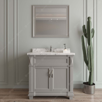 Virtu USA MS-2636-CMRO-GR Victoria 36" Single Bath Vanity in Gray with Cultured Marble Quartz Top and Sink