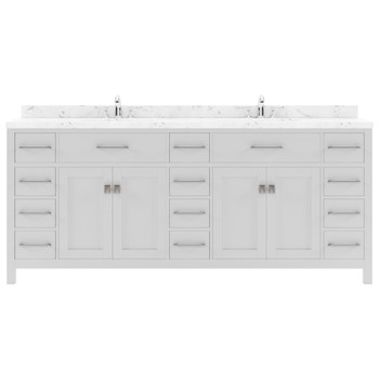 Virtu USA MD-2178-CMRO-WH-NM Caroline Parkway 78" Bath Vanity in White with Cultured Marble Quartz Top