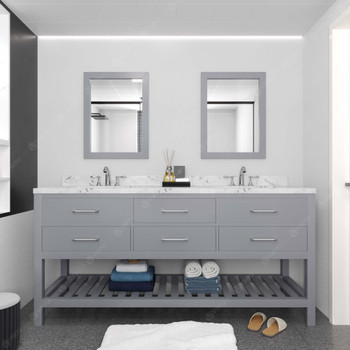 Virtu USA MD-2272-CMRO-GR-001 Caroline Estate 72" Bath Vanity in Gray with Cultured Marble Quartz Top