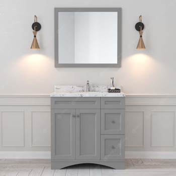 Virtu USA ES-32036-CMSQ-GR-NM Elise 36" Single Bath Vanity in Gray with Cultured Marble Quartz Top and Sink