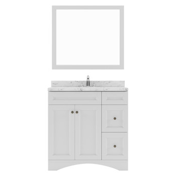 Virtu USA ES-32036-CMSQ-WH Elise 36" Single Bath Vanity in White with Cultured Marble Quartz Top and Sink