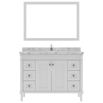 Virtu USA ES-40048-CMSQ-WH Tiffany 48" Single Bath Vanity in White with Cultured Marble Quartz Top and Sink