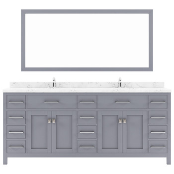 Virtu USA MD-2178-CMSQ-GR-001 Caroline Parkway 78" Bath Vanity in Gray with Cultured Marble Quartz Top