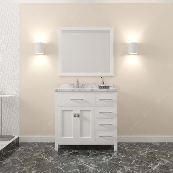 Virtu USA MS-2136R-CMRO-WH-001 Caroline Parkway 36" Bath Vanity in White with Cultured Marble Quartz Top