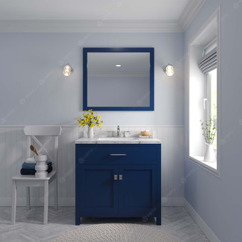 Virtu USA MS-2036-CMRO-FB-002 Caroline 36" Bath Vanity in French Blue with Cultured Marble Quartz Top and Sink