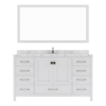 Virtu USA GD-50060-CMRO-WH-001 Caroline Avenue 60" Bath Vanity in White with Cultured Marble Quartz Top