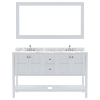 Virtu USA ED-30060-CMSQ-WH-002 Winterfell 60" Bath Vanity in White with Cultured Marble Quartz Top and Sinks