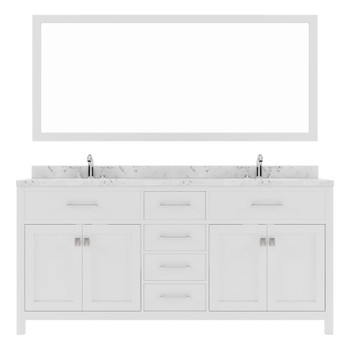 Virtu USA MD-2072-CMRO-WH-001 Caroline 72" Bath Vanity in White with Cultured Marble Quartz Top and Sinks