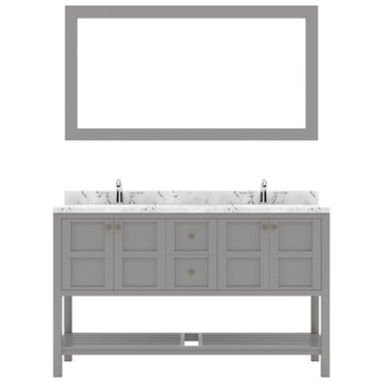 Virtu USA ED-30060-CMSQ-GR-002 Winterfell 60" Bath Vanity in Gray with Cultured Marble Quartz Top and Sinks