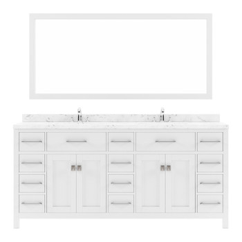 Virtu USA MD-2172-CMSQ-WH Caroline Parkway 72" Bath Vanity in White with Cultured Marble Quartz Top