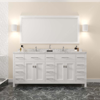 Virtu USA MD-2172-CMSQ-WH-002 Caroline Parkway 72" Bath Vanity in White with Cultured Marble Quartz Top