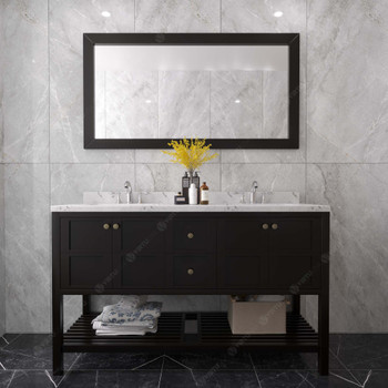 Virtu USA ED-30060-CMRO-ES-002 Winterfell 60" Bath Vanity in Espresso with Cultured Marble Quartz Top and Sinks