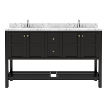 Virtu USA ED-30060-CMRO-ES-NM Winterfell 60" Bath Vanity in Espresso with Cultured Marble Quartz Top and Sinks