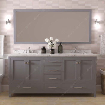 Virtu USA GD-50072-CMRO-GR-001 Caroline Avenue 72" Bath Vanity in Gray with Cultured Marble Quartz Top