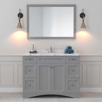 Virtu USA ES-32048-CMSQ-GR-002 Elise 48" Single Bath Vanity in Gray with Cultured Marble Quartz Top and Sink