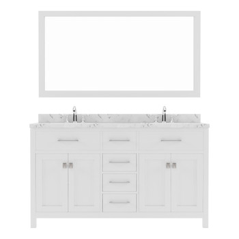 Virtu USA MD-2060-CMRO-WH-002 Caroline 60" Bath Vanity in White with Cultured Marble Quartz Top and Sinks