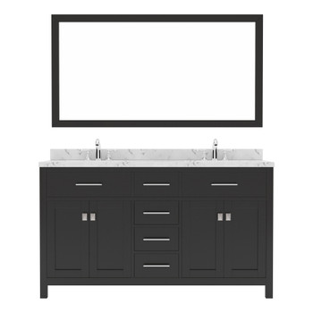 Virtu USA MD-2060-CMRO-ES-001 Caroline 60" Bath Vanity in Espresso with Cultured Marble Quartz Top and Sinks