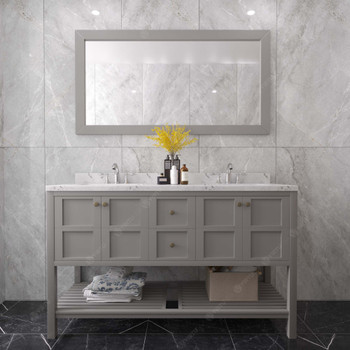Virtu USA ED-30060-CMSQ-GR-001 Winterfell 60" Bath Vanity in Gray with Cultured Marble Quartz Top and Sinks