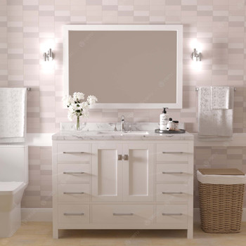 Virtu USA GS-50048-CMSQ-WH-NM Caroline Avenue 48" Bath Vanity in White with Cultured Marble Quartz Top