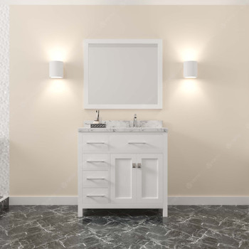 Virtu USA MS-2136L-CMSQ-WH Caroline Parkway 36" Bath Vanity in White with Cultured Marble Quartz Top